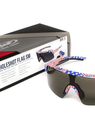 Очки защитные открытые global vision holeshot usa flag (gray), серые в оправе флаг сша10 фото
