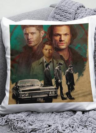Декоративная подушка плюшева подарок с принтом сверхъестественное supernatural