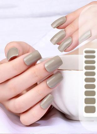 Гелевые наклейки на ногти твердеющие в уф лампе nc240160 темно серый 20 шт (a9809)