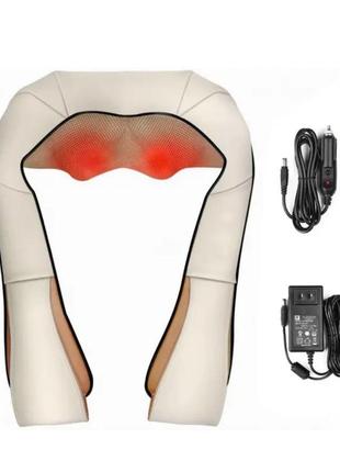Масажер для шиї і плечей new massager of neck kneading 2 роликовий з функцією обігріву 12v 24w