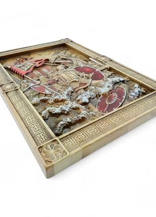 Панно "святослав" резное раскрашено вручную (28,5х27,5х2,4 см) массив дерева