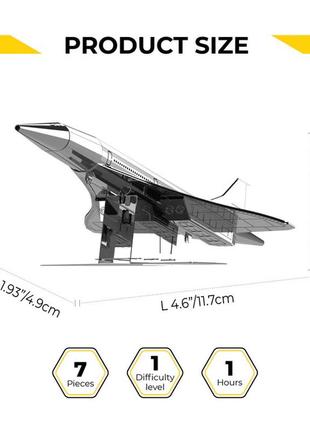 Колекційна модель-конструктор metal time supersonic legend concorde airplane літак конкорд (mt078)b 2
