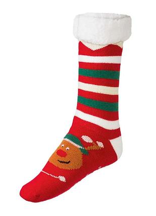 Носки для женщин вязаные с мехом внутри и тормозками на подошве