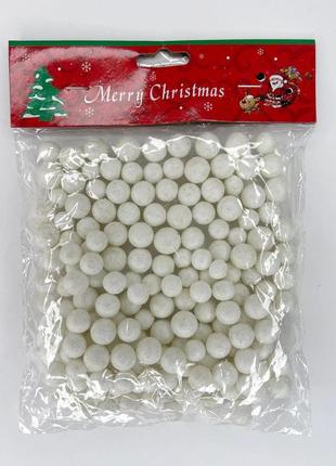 Декор новорічний finding кульки пенопластові з блискітками сніжинки білий 9 мм - 17 мм
