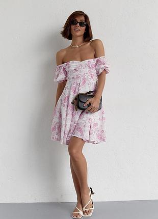 Літня сукня міні з драпіруванням спереду - лавандовий цвет, l (є розміри)