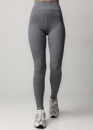 Жіночі лосини в рубчик з утепленням - сірий цвет, xl (є розміри)