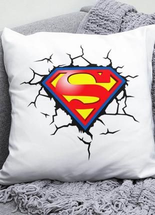 Декоративна подушка плюшевий подарунок з принтом супермен superman dc comics