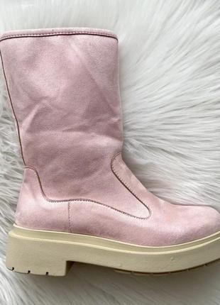 Suede boots short pink