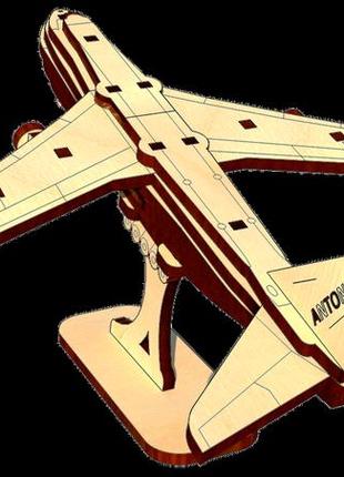 3d пазл деревянный pazly самолёт ан-124 руслан с подставкой 46 деталей