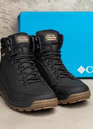 Мужские кожаные зимние ботинки с натуральной шерстью премиум качества