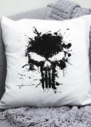 Декоративная подушка плюшева подарок с принтом каратель punisher