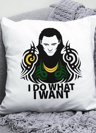 Декоративна подушка плюшева подарунок з принтом локі loki марвел комікс