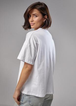 Трикотажна футболка з написом jil sander — білий колір, l (є розміри)2 фото