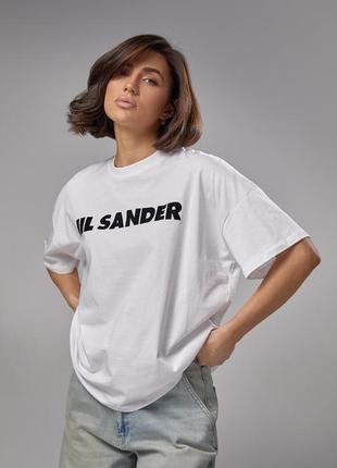 Трикотажна футболка з написом jil sander — білий колір, l (є розміри)7 фото