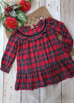 Блузка рубашка блуза в клетку на девочку блузка туника блуза в клетку