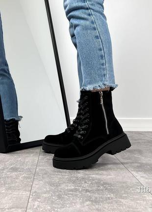 Жіночі замшеві зимові черевики на хутрі