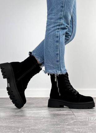 Жіночі замшеві зимові черевики на хутрі