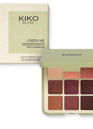 Палетка тіней kiko green me 9 відтінків 102 feisty saffron