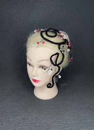 Веточка веточка украшение аксессуар в прическу на голову лица волос черная красная