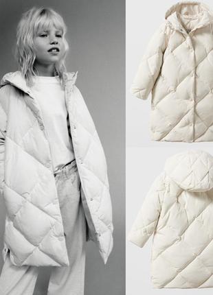 Дитячий довгий зимовий пуховик zara для дівчинки 11-12 років/детский зимний пуховик зара 11-12 лет