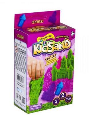 Кинетический песок "kidsand: замок" с формочками, 200 г, ks-05-01u (укр)