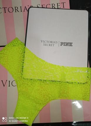 Женские кружевные бесшовные трусики чикстеры victoria's secret pink
