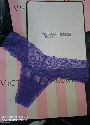 Жіночі мереживні трусики стрінги lacie thong victoria's secret