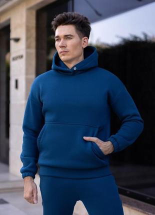 Спортивный костюм мужской теплый на флисе флисовый пенье базовый качественный бежевый черный голубой синий осенний зимний на осень зиму батал