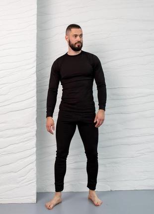 Мужское термобелье на флисе obr лонгслив и леггинсы s m l xl 2xl черное, украина