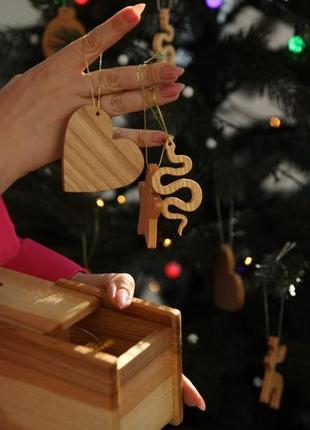 24 новорічні іграшки з дерева ясеня, новорічні прикраси на ялинку