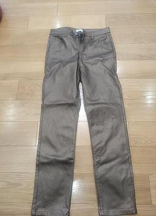 Штани коричневі блискучі