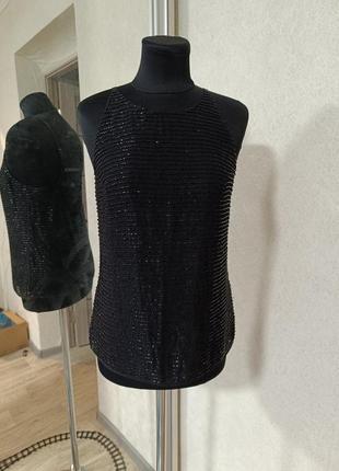 Топ блуза с бисером майка с открытой спинкой расшит бисером top shop
