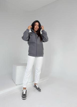 Худі жіноче фліска демісезонне тепле на осінь зиму зимове осіннє флісове на флісі біле бежеве сіре чорне з капюшоном кофта толстовка батнік4 фото