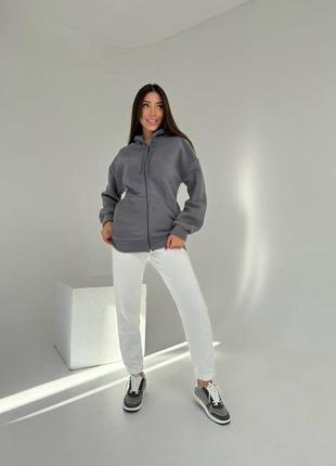 Худі жіноче фліска демісезонне тепле на осінь зиму зимове осіннє флісове на флісі біле бежеве сіре чорне з капюшоном кофта толстовка батнік6 фото