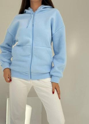 Худі жіноче фліска демісезонне тепле на осінь зиму зимове осіннє флісове на флісі біле бежеве сіре чорне з капюшоном кофта толстовка батнік8 фото