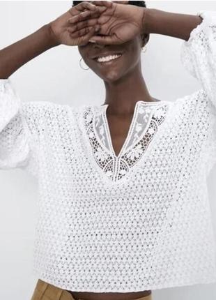 Блуза zara з пишним рукавом