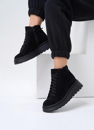 36-41 рр ботинки натуральная замша/ кожа деми/зима черные, белый, бежевый