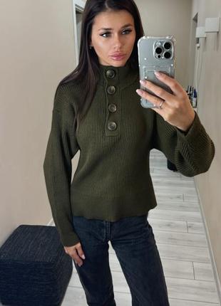 Вязаный свитер mango хаки2 фото