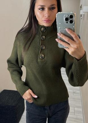 Вязаный свитер mango хаки3 фото