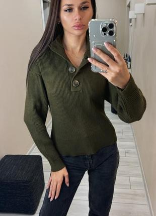 Вязаный свитер mango хаки4 фото