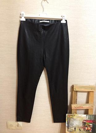 Женские черные кожаные лосины