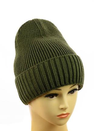 Зимняя молодежная шапка-бини "софи" светлый хаки