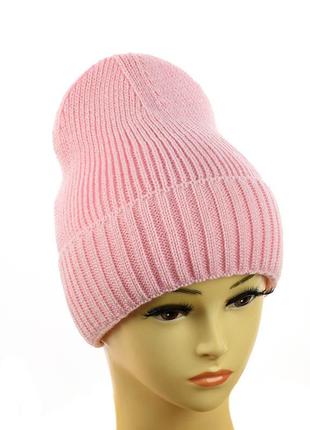 Зимняя молодежная шапка-бини "софи" светло-розовый