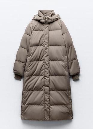 Длинный зимний пуховик zara оригинал