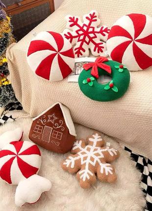 Новорічні подушки, ховкар, льодяник, сніжинки