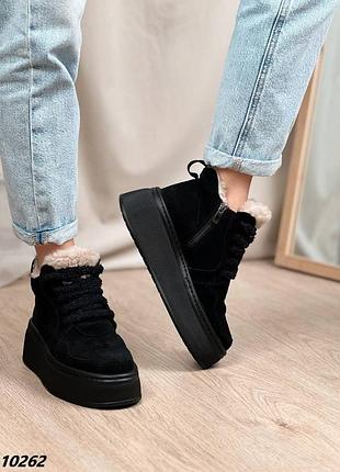 Хайтопы натуральная замша внутри натуральный мех