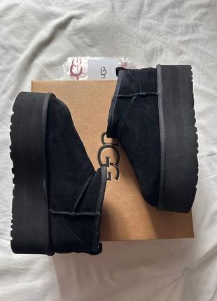 Массивные угги высокая платформа ugg натуральная овчина замша зима