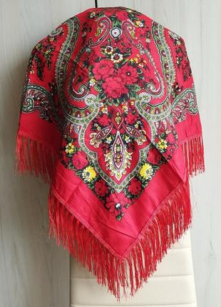 Украинский народный платок, платок с бахромой, украинский платок, разные цвета