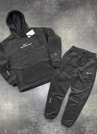 Флисовый серый теплый костюм плюшевый nike nocta