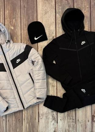 Зимний мужской спортивный костюм сет 4в1 nike tech fleece